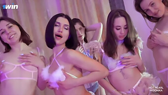 A Group Sex Party With A Hot Brunette In A Pov Video